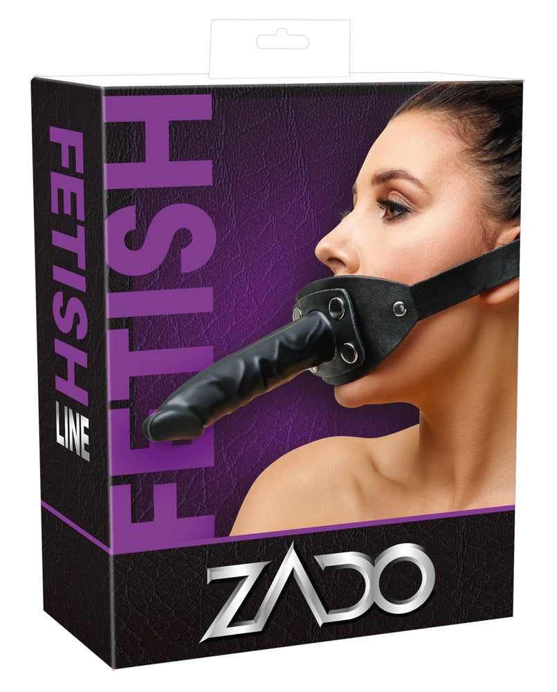 Gag in Pelle con Dildo Interno ed esterno