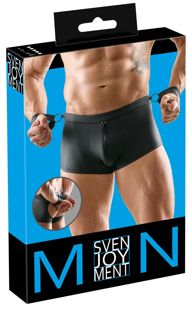 Boxer Nero con Manette e Apertura Posteriore