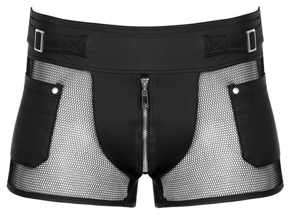 Boxer Pantaloncino Wetlook con Zip e Inserti a Rete