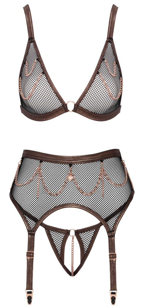 Set Intimo 3 Pezzi con Catenine Oro Rosa