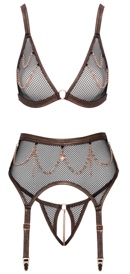 Set Intimo 3 Pezzi con Catenine Oro Rosa