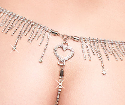 String Nero con Gioiello di Strass sul Retro
