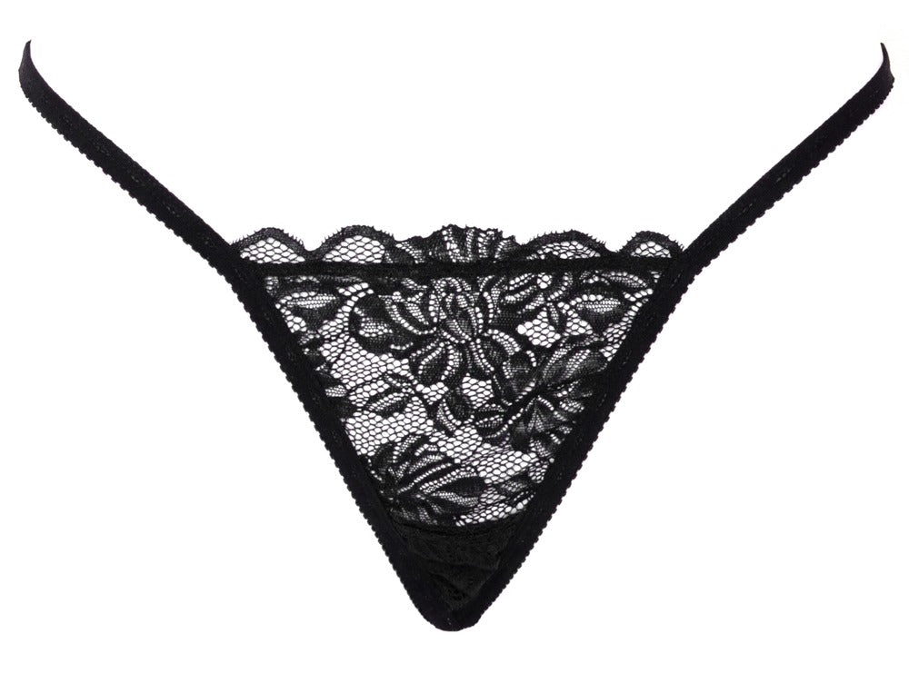 String Nero con Gioiello di Strass sul Retro
