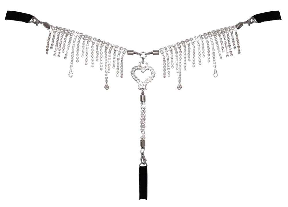 String Nero con Gioiello di Strass sul Retro