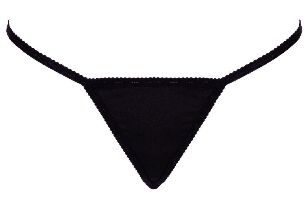 String Nero con Decorazione Triangolare di Strass