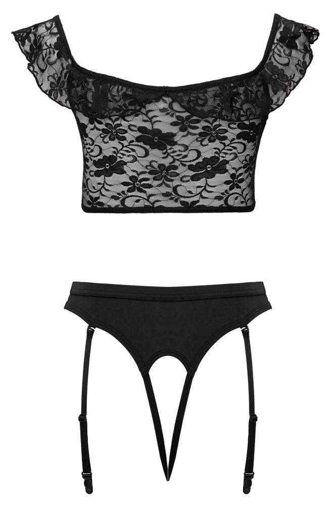 Set Cameriera con Top in Pizzo e Slip Reggicalze