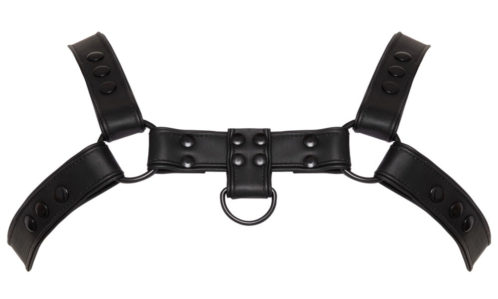Harness Toracico in Ecopelle Nero con Anelli