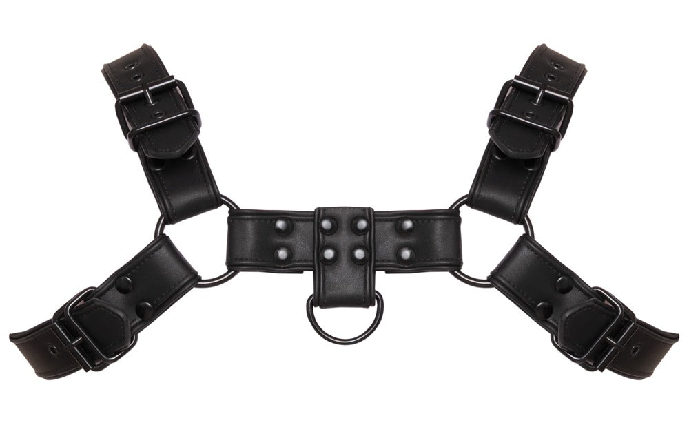 Harness Toracico in Ecopelle Nero con Anelli