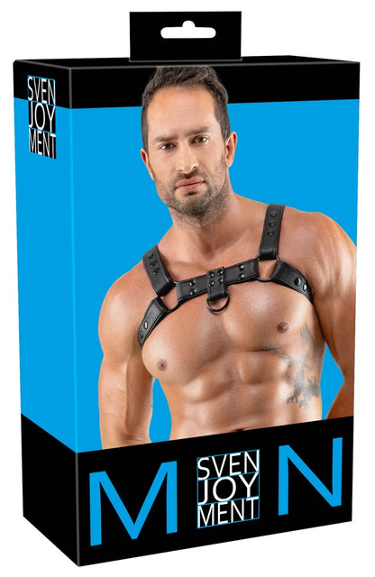 Harness Toracico in Ecopelle Nero con Anelli