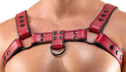 Harness Toracico in Ecopelle Rosso con Anelli