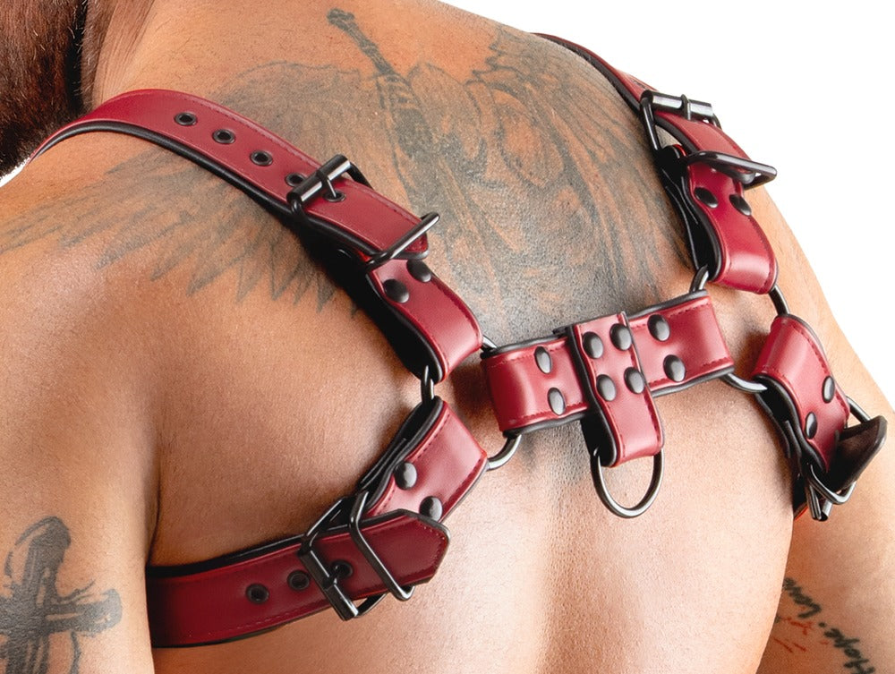 Harness Toracico in Ecopelle Rosso con Anelli