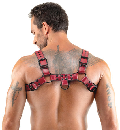Harness Toracico in Ecopelle Rosso con Anelli
