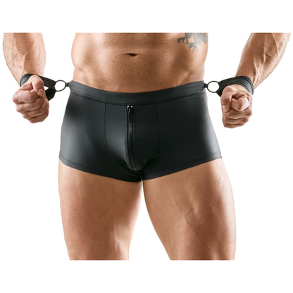 Boxer Nero con Manette e Apertura Posteriore