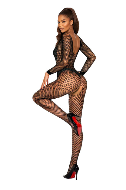 Bodystocking a Rete con Maniche
