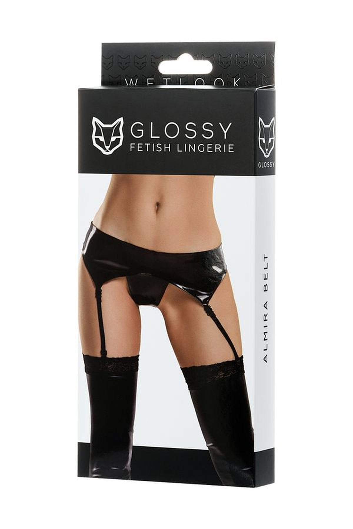 Set Intimo Wetlook con Reggicalze e Slip