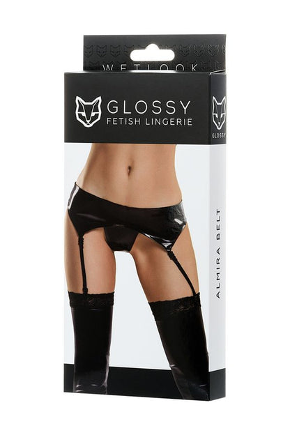 Set Intimo Wetlook con Reggicalze e Slip