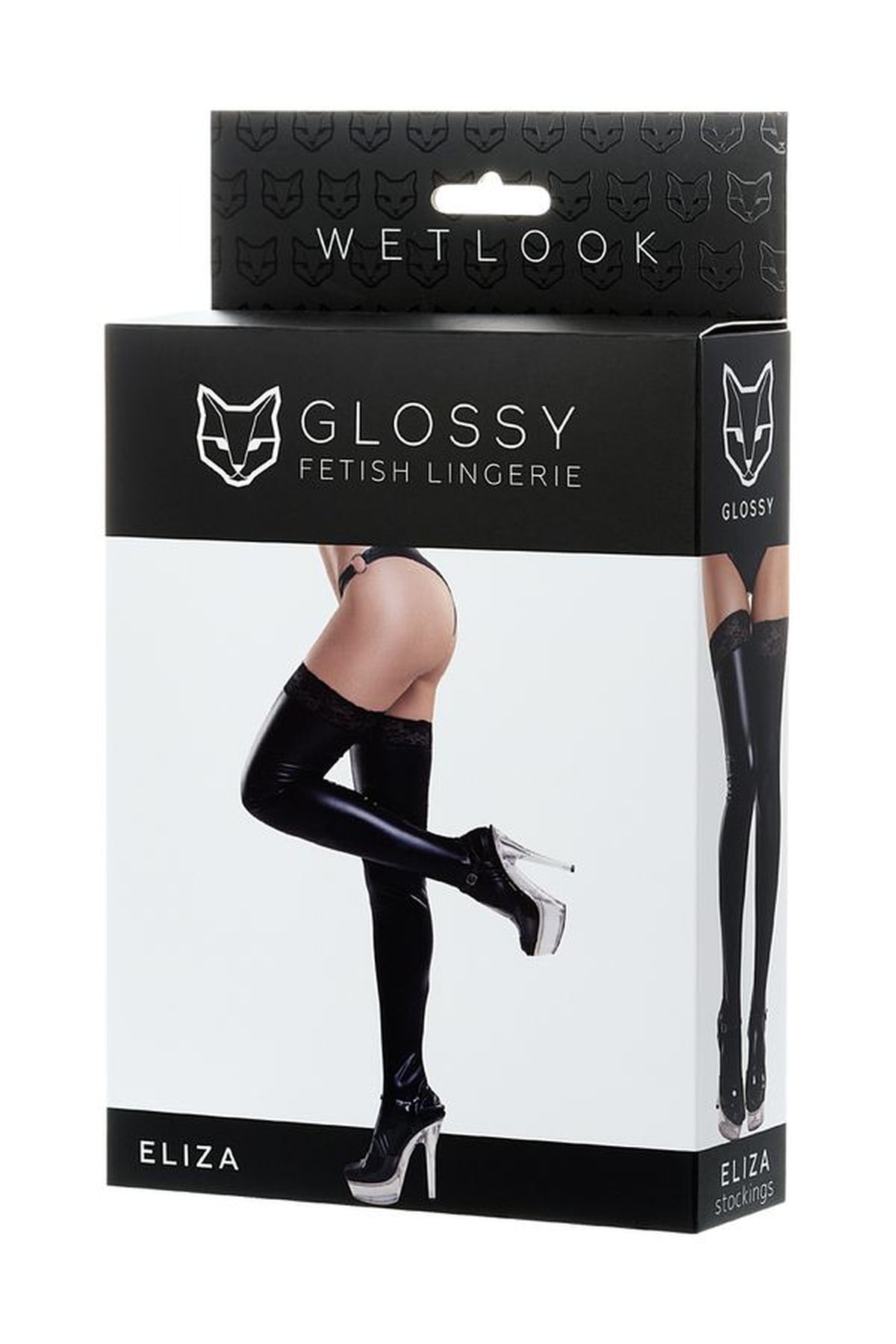 Calze Nere Wetlook Lucide con Pizzo