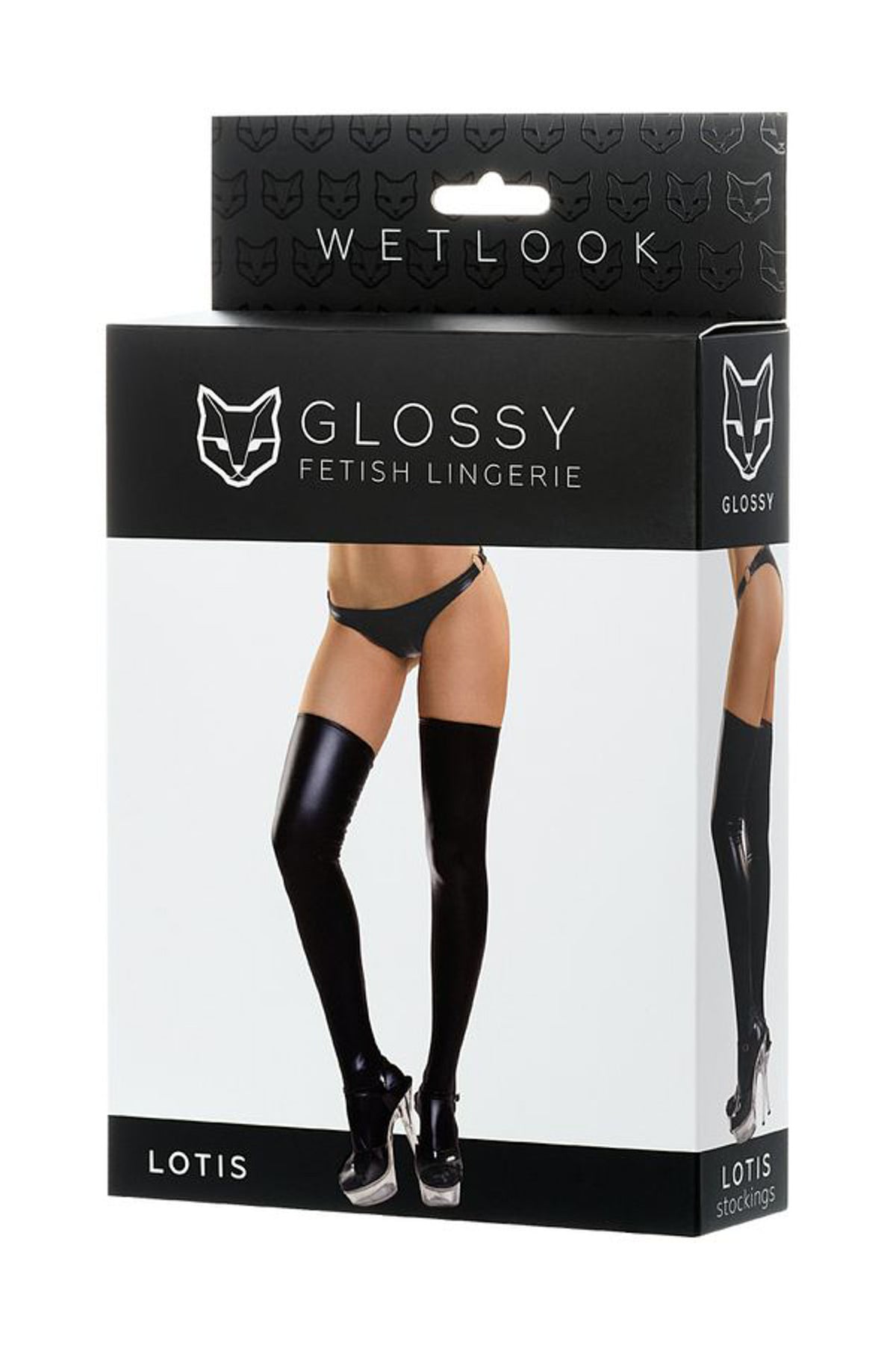 Calze Autoreggenti Nere Wetlook Lucide