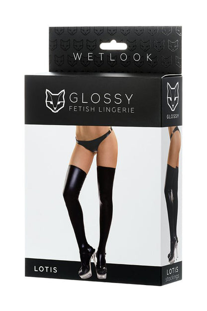 Calze Autoreggenti Nere Wetlook Lucide