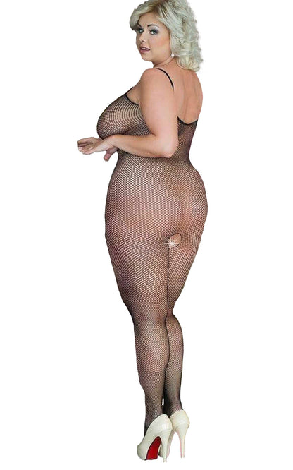 Bodystocking Grid Nero a Rete Curvy