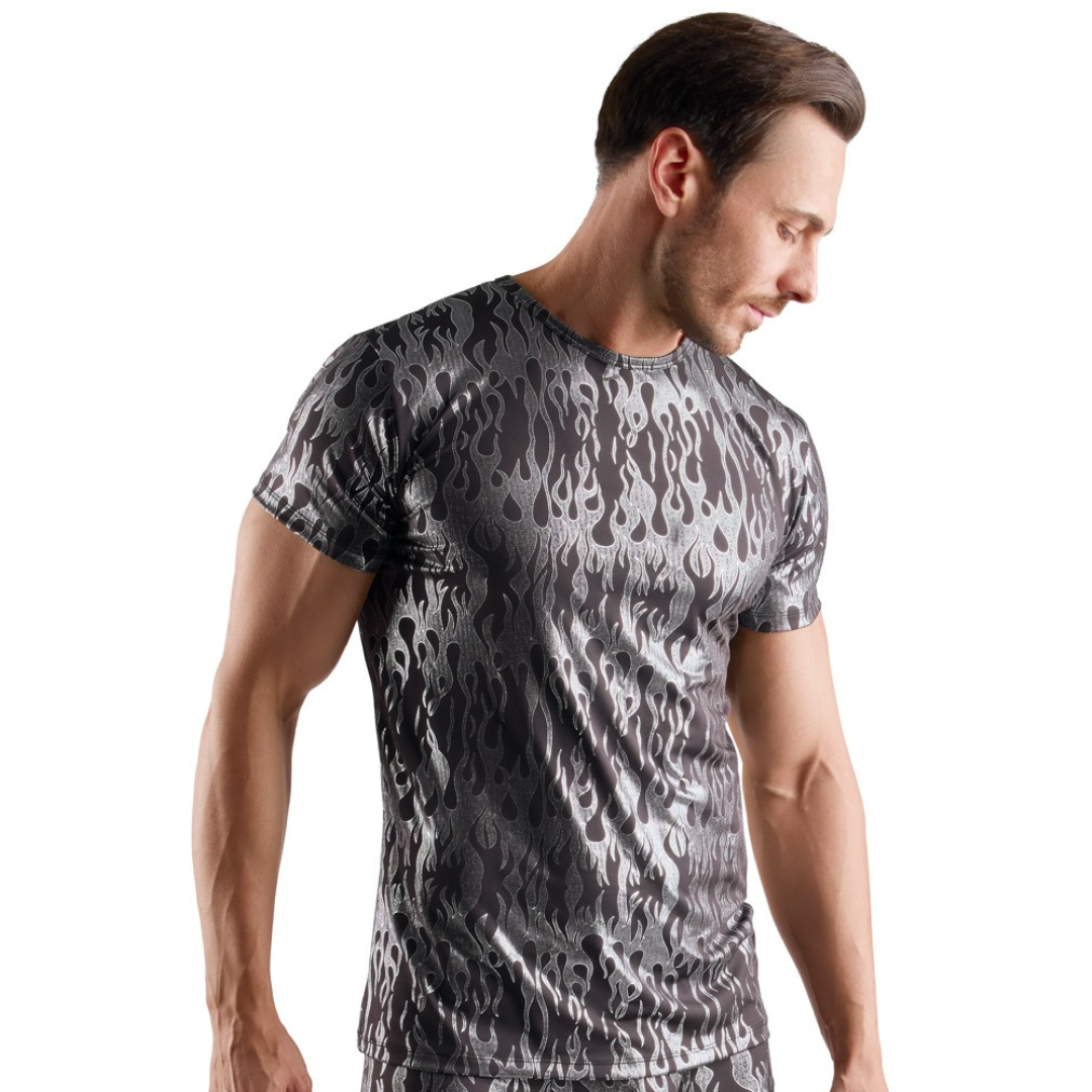 Maglia Nero Argento Effetto Fiamma